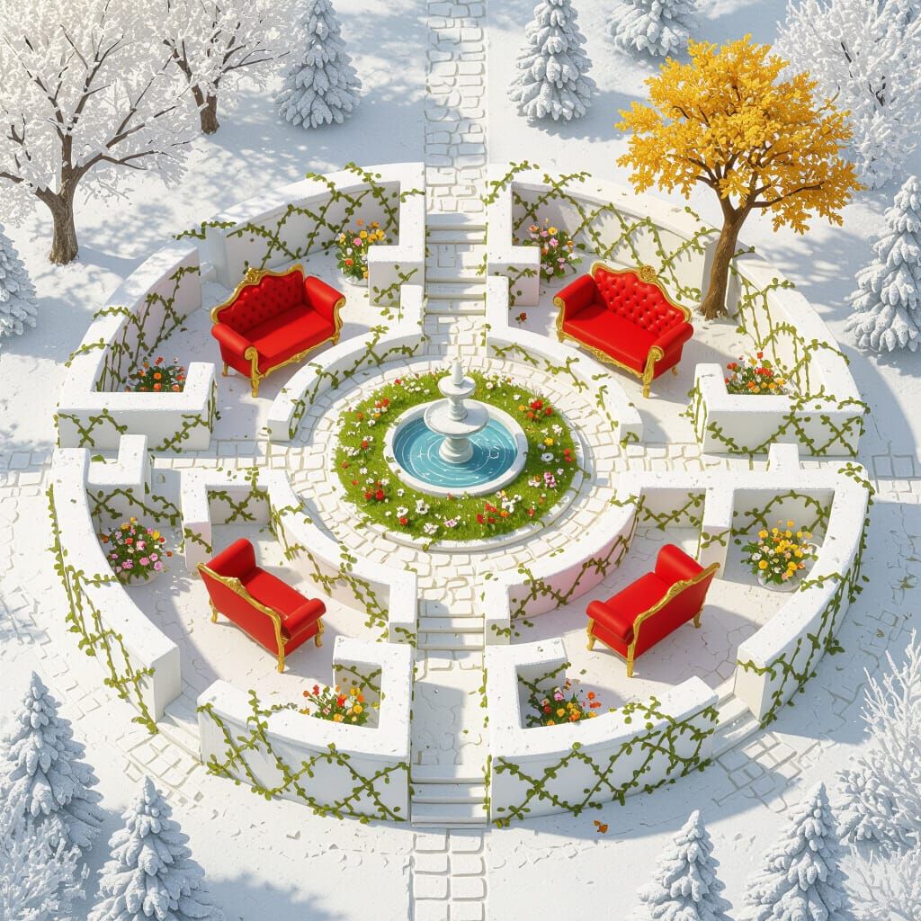 Circular Micro World Diorama in Fantastical Style