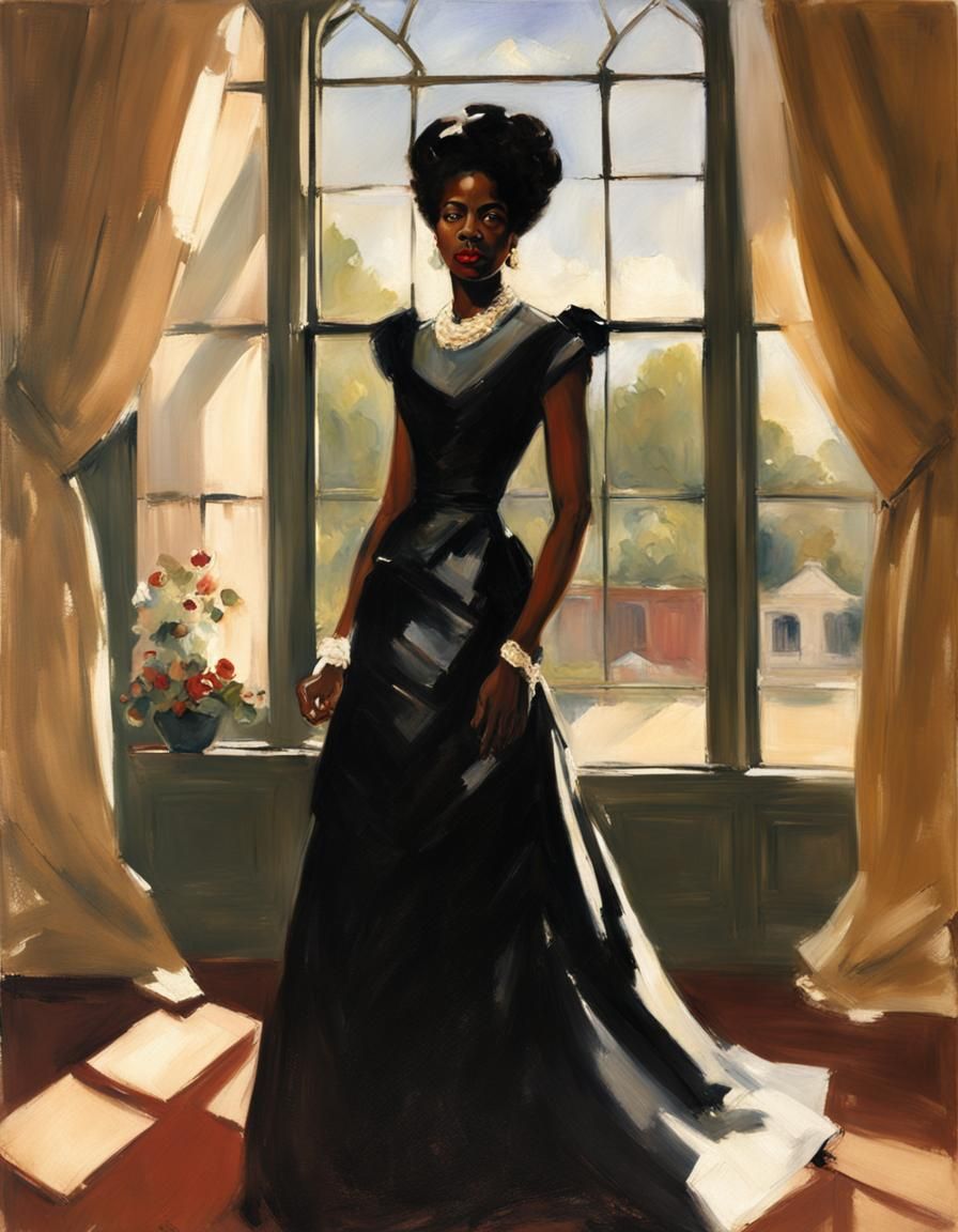 Elegant Woman in Formal Dress, Classical Portrait