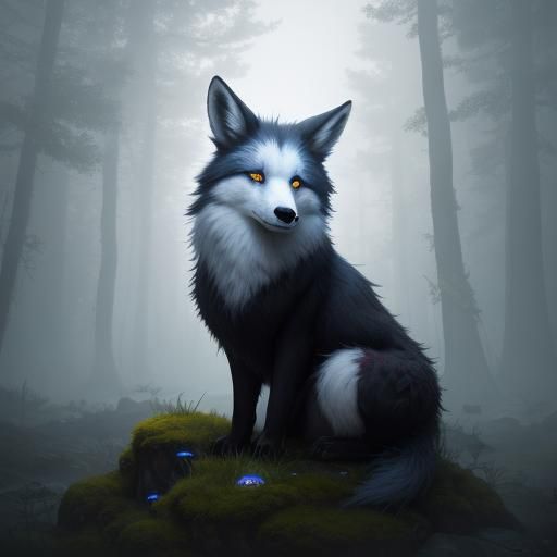 Mystical Fox in Ethereal Forest: Digital Concept Art