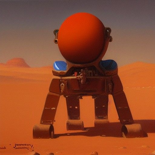 Martian Landscape in Oil Painting Style