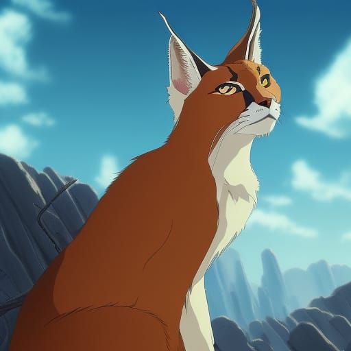Caracal in Anime Key Visual Style