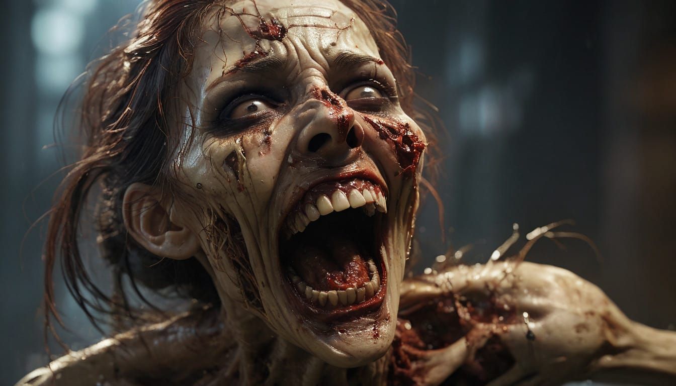 Gothic Horror Portrait in Hyperrealistic Style