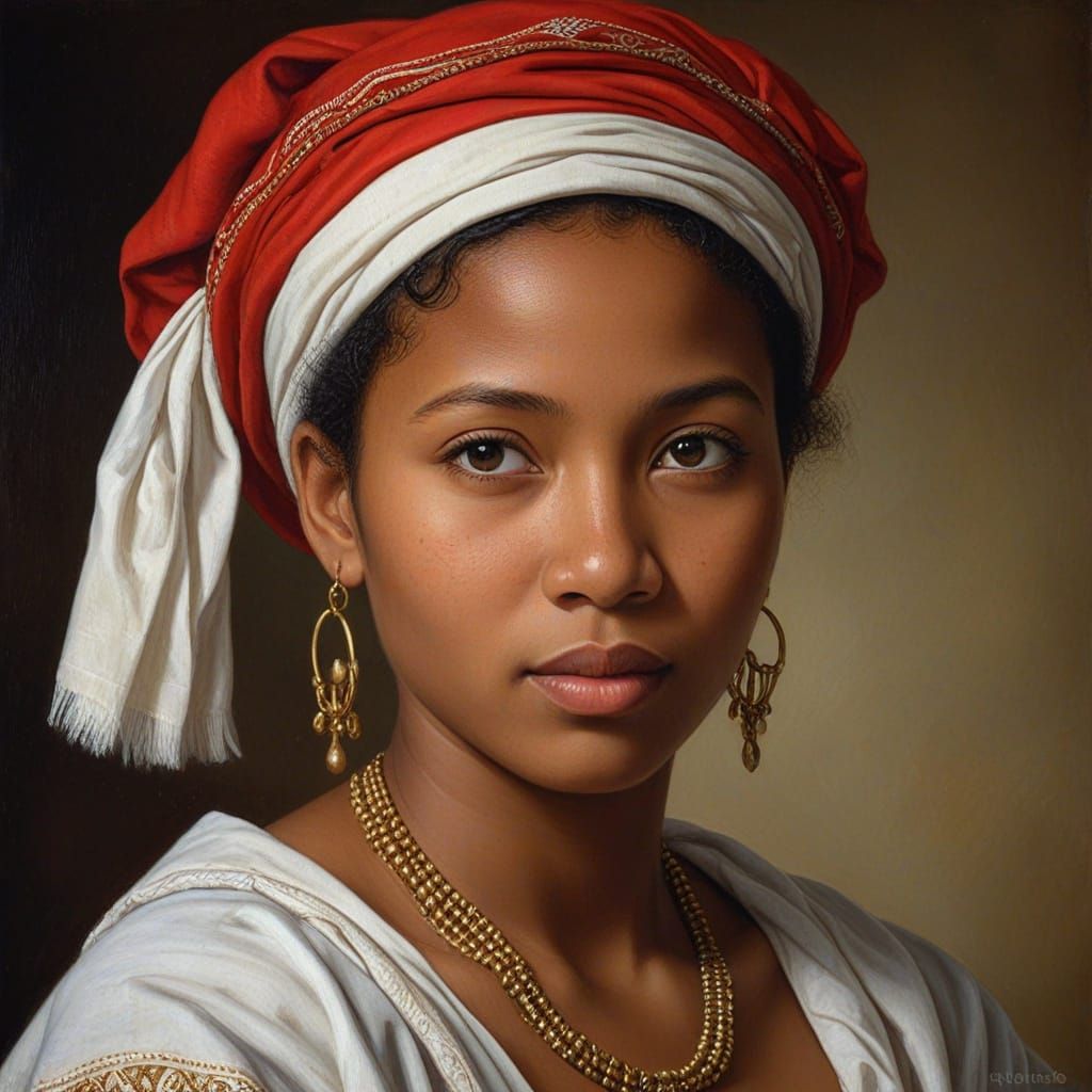 Malagasy Merina Woman Portrait in Raphael Oil Painting Style
