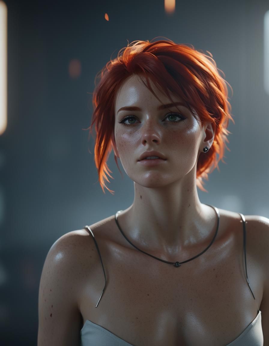 Cinematic Portrait of a Red-Haired Woman