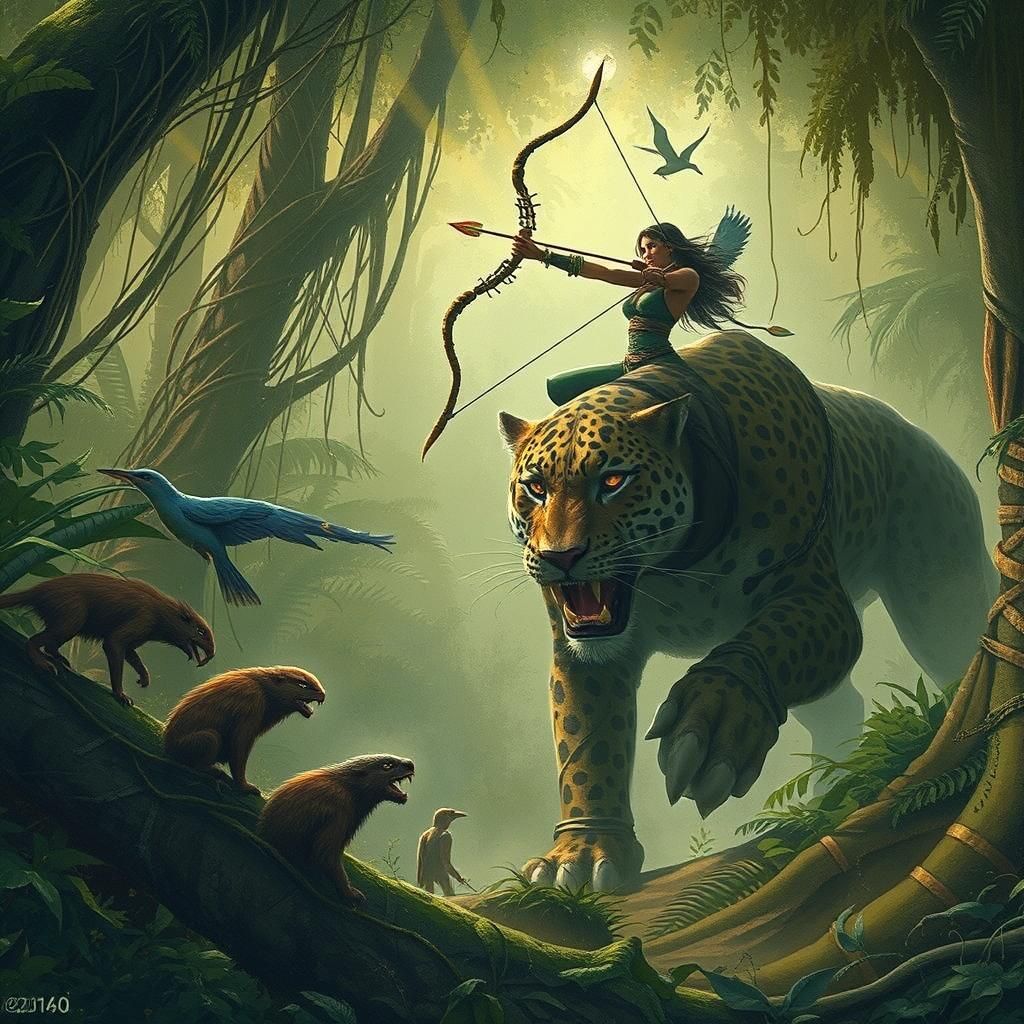 A jaguar and his archeress