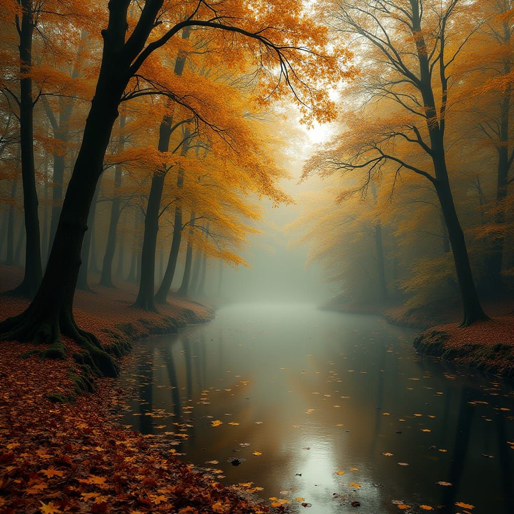 Autumn Scene in a Dark, Haunting Style