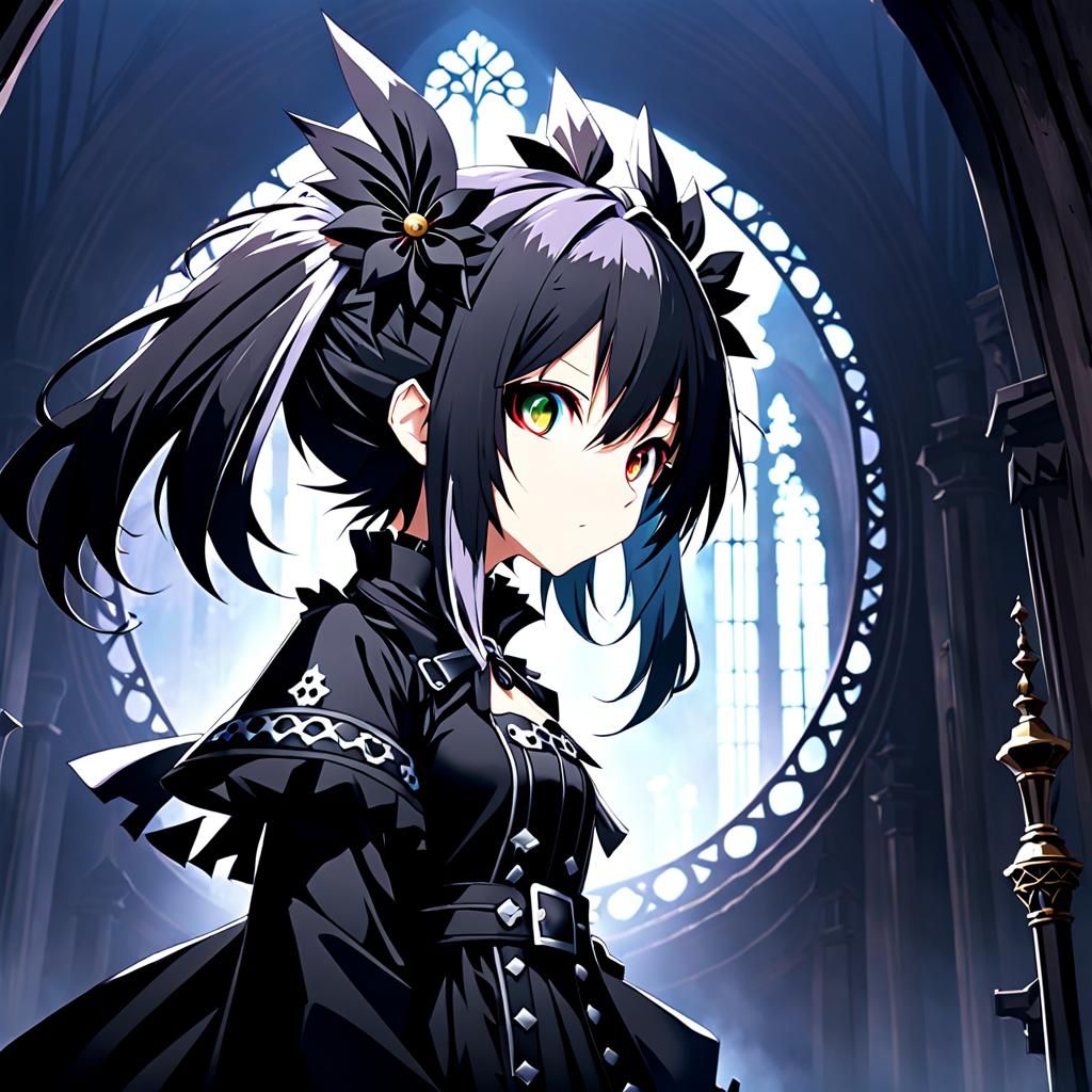 Anime Gothic Girl in Visual Kei Style