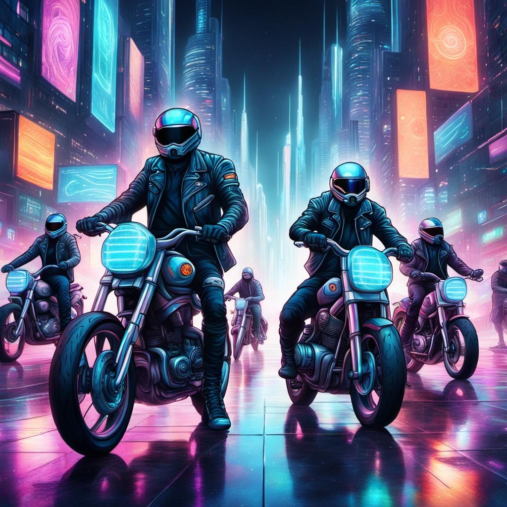 Futuristic Biker Gang Roaming the Streets