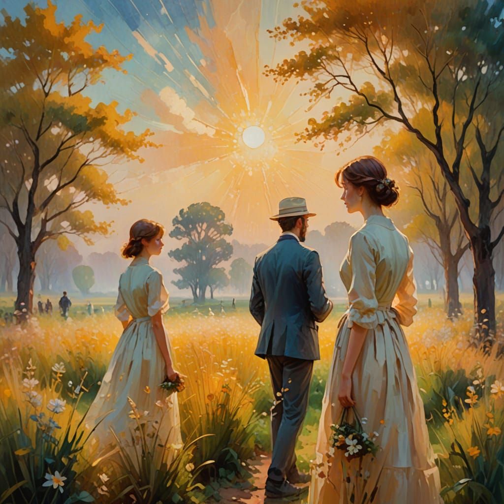 Ethereal People in Dreamy Impressionist Setting