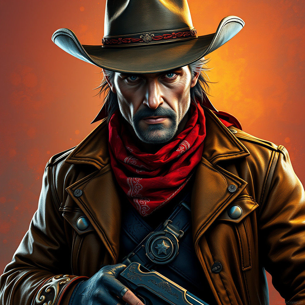 Gunslinger Cowboy Portrait in Vibrant Artstation Style