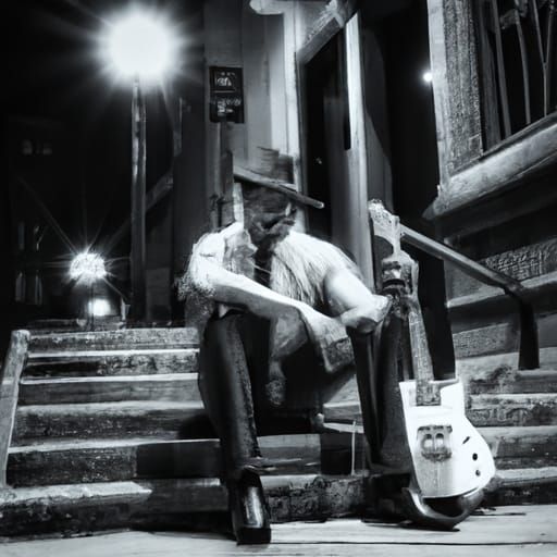 Noir Blues Man Plays Guitar in Providence