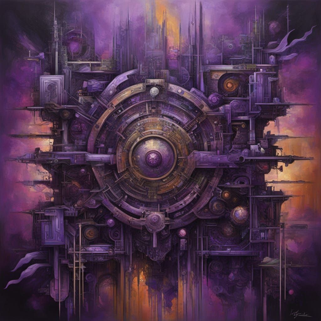 Regal Purple Lucent Abstract Surrealism Painting