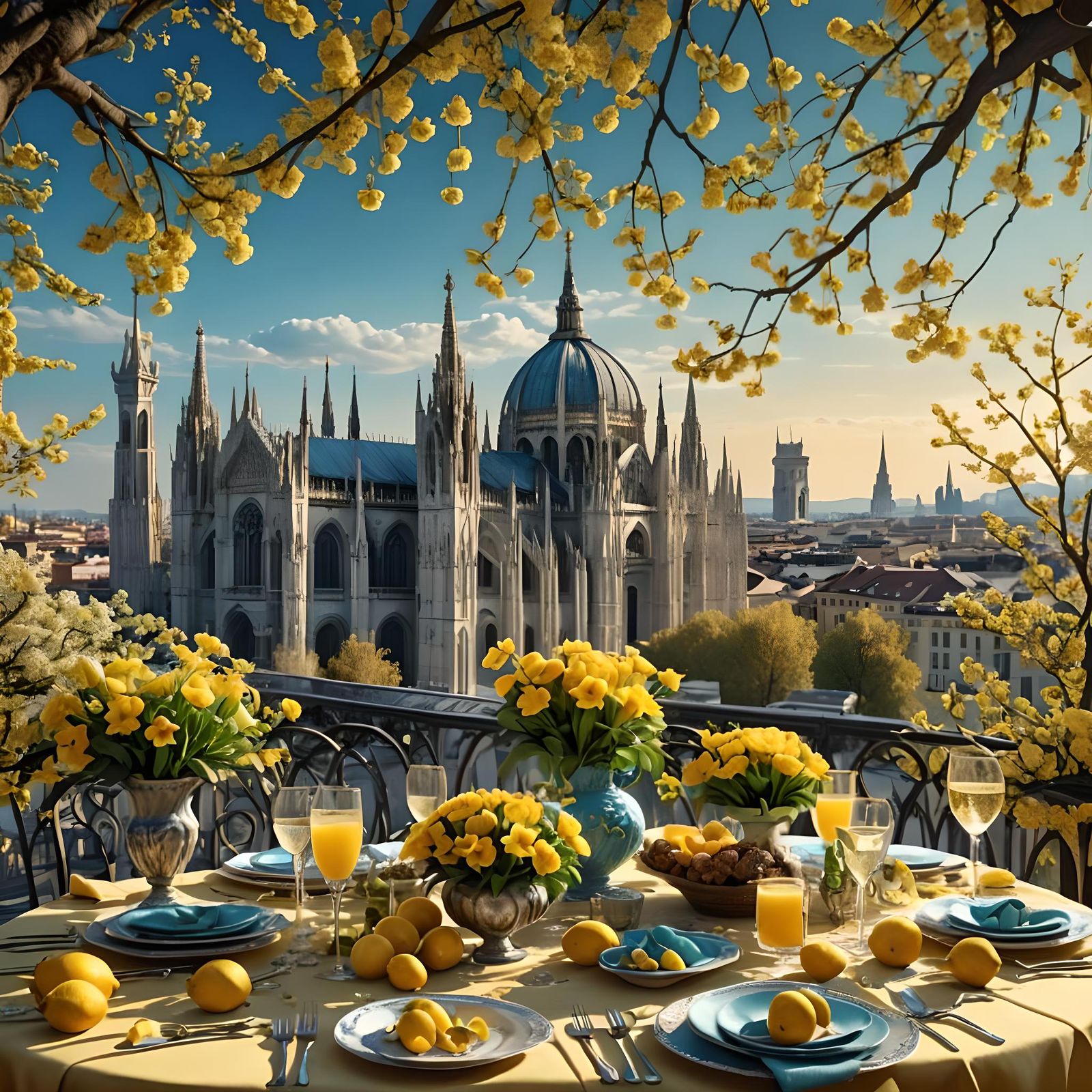 Milan Cathedral Dinner: Detailed Matte Painting