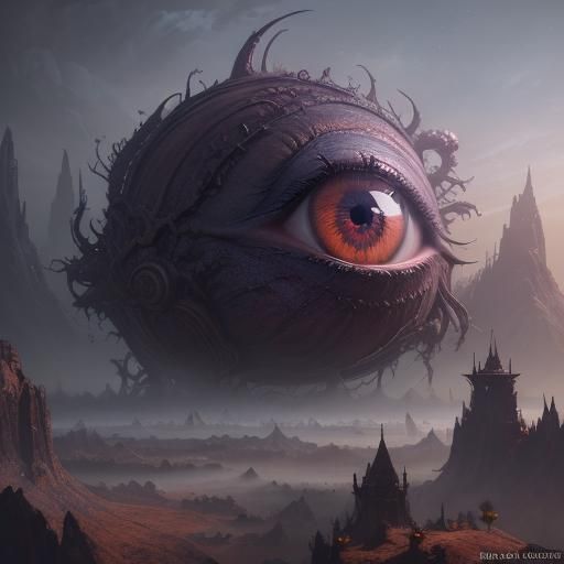 Detailed Eyeball Matte Painting in Deep Color