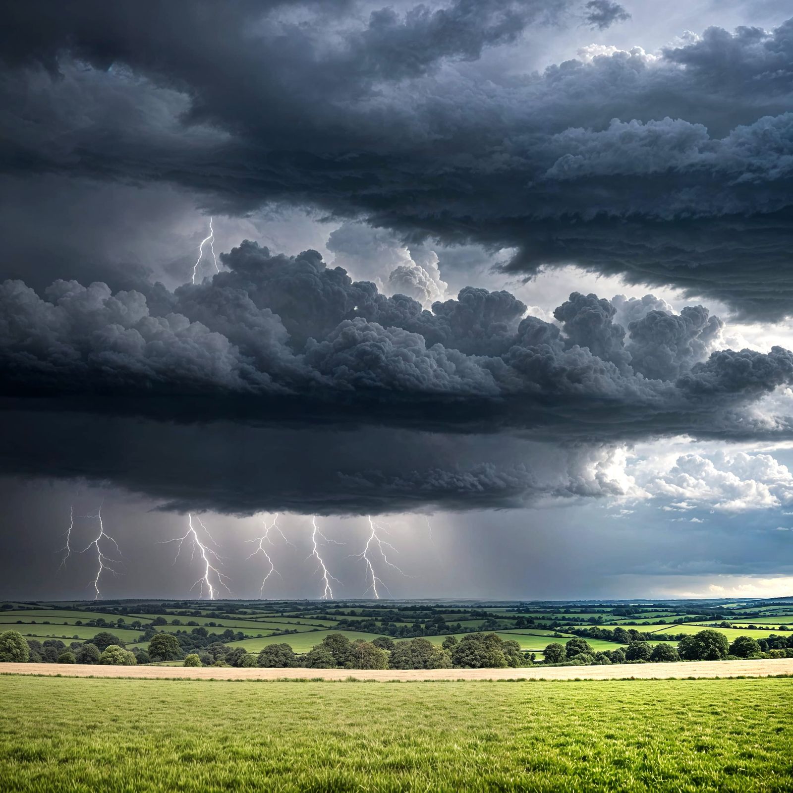 English Countryside Storm in Dark and Moody Hues