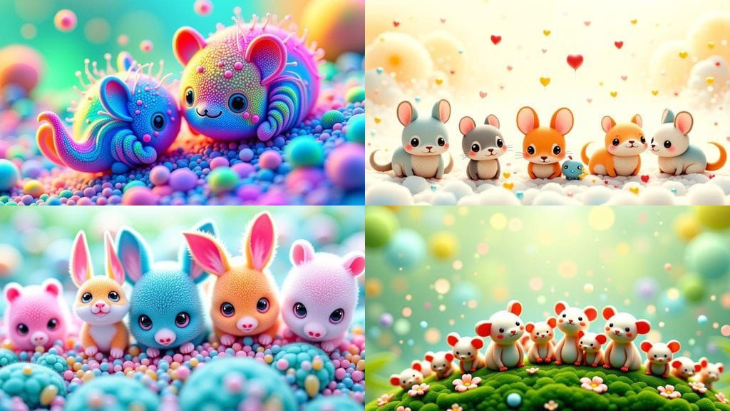 Microscopic Mammals in Whimsical Kawaii Style
