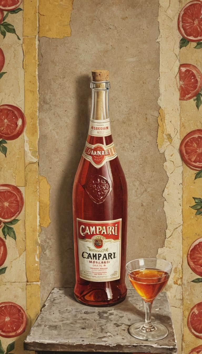 Vintage Campari Ad in 1950s Art Deco Style