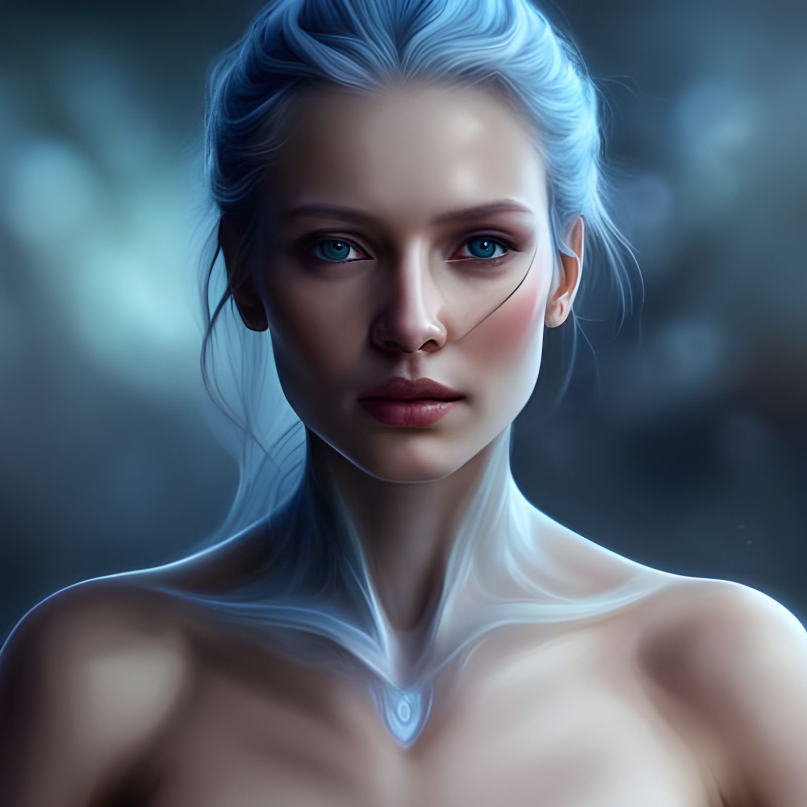 Ethereal Water Being in Hyperreal Digital Painting