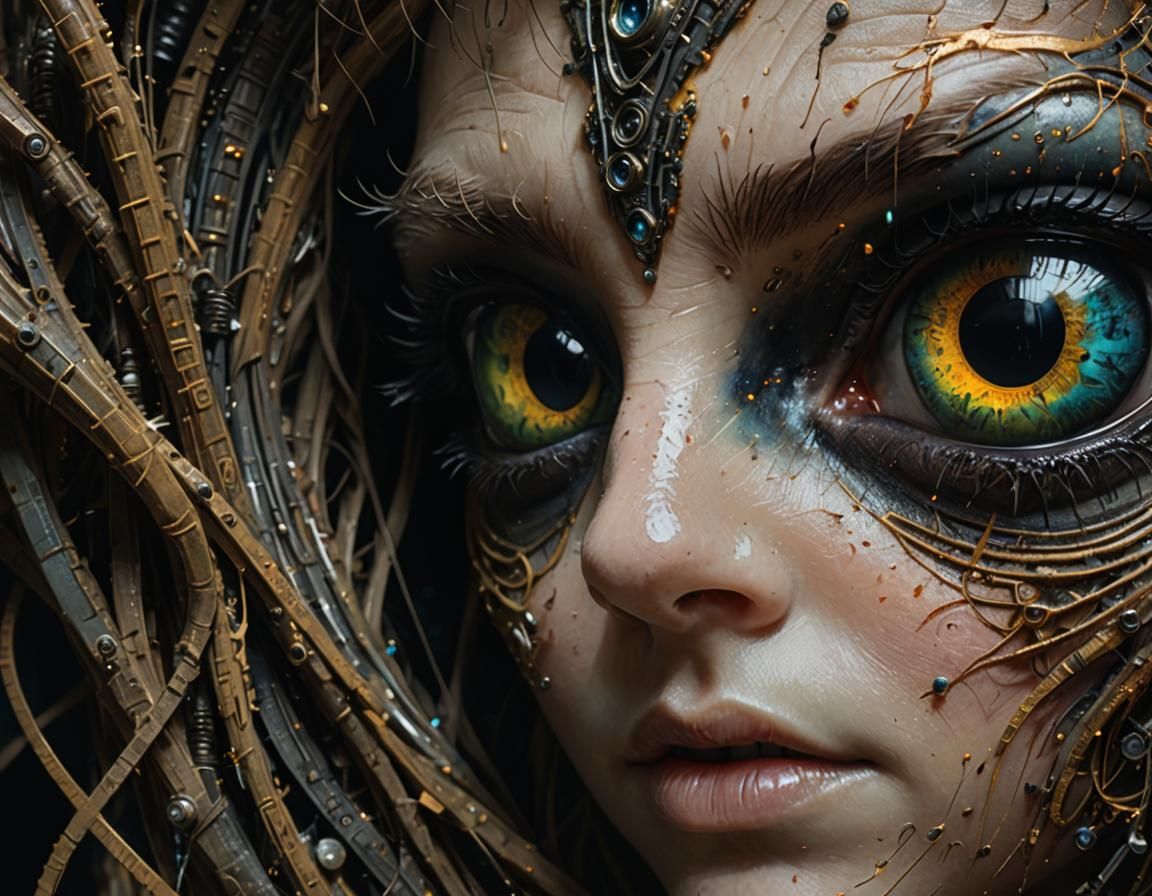 Alien Eyes with Labyrinth Pupils in Splash Art Style