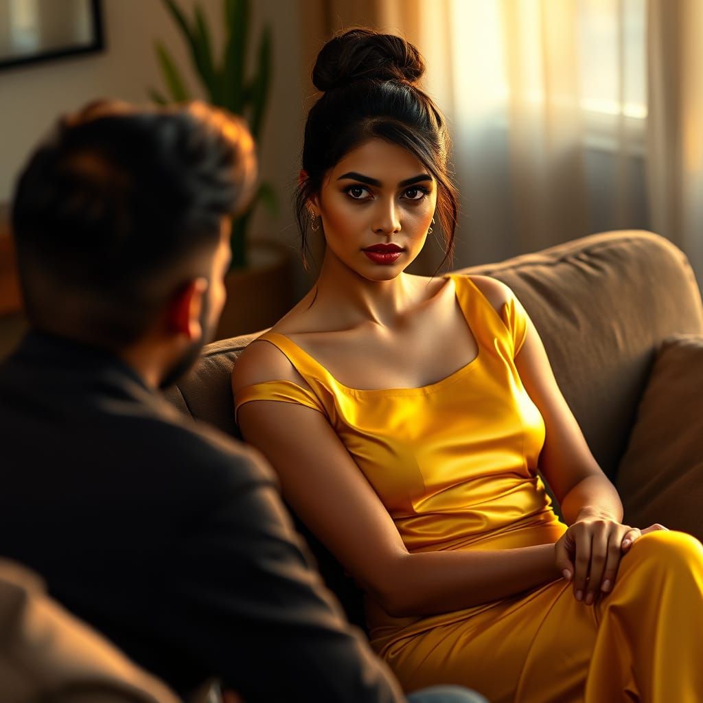 Beautiful Indian Woman in Yellow Skirt - Photorealistic Port...