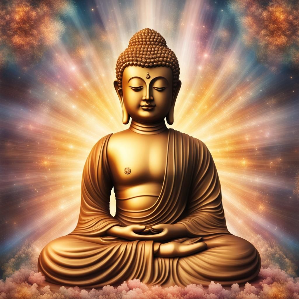 Buddha in Eternal Bliss with Heavenly Light