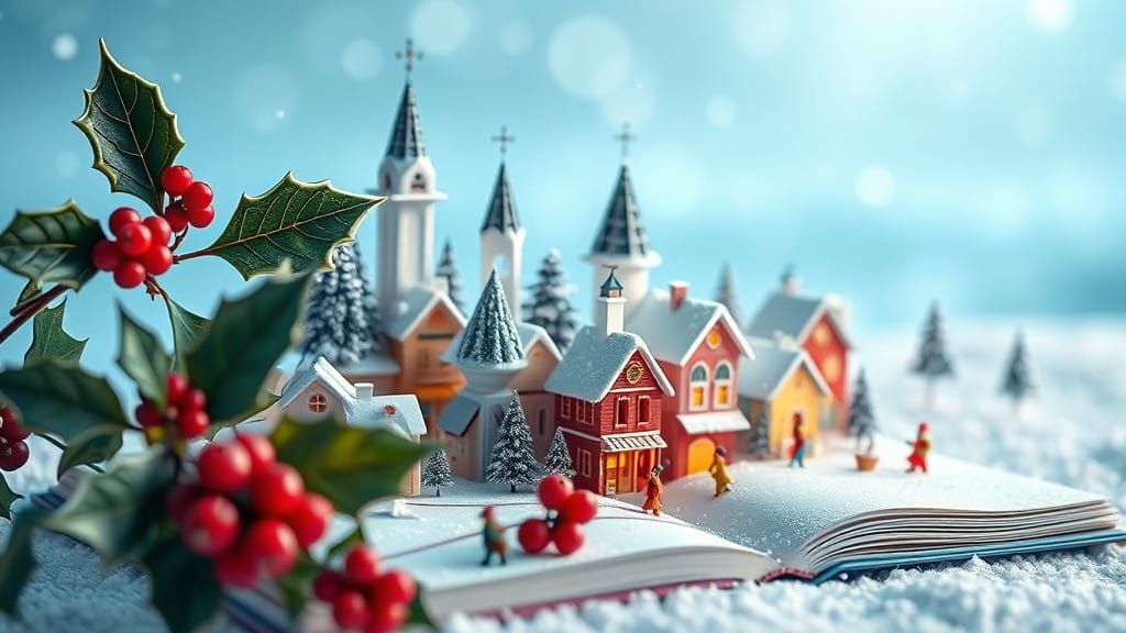 Surreal Christmas Village with Whimsical Pop-up Details