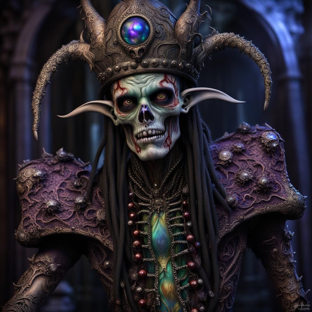 Undead Zombie Jester: Hyperrealistic Gothic Mephistopheles