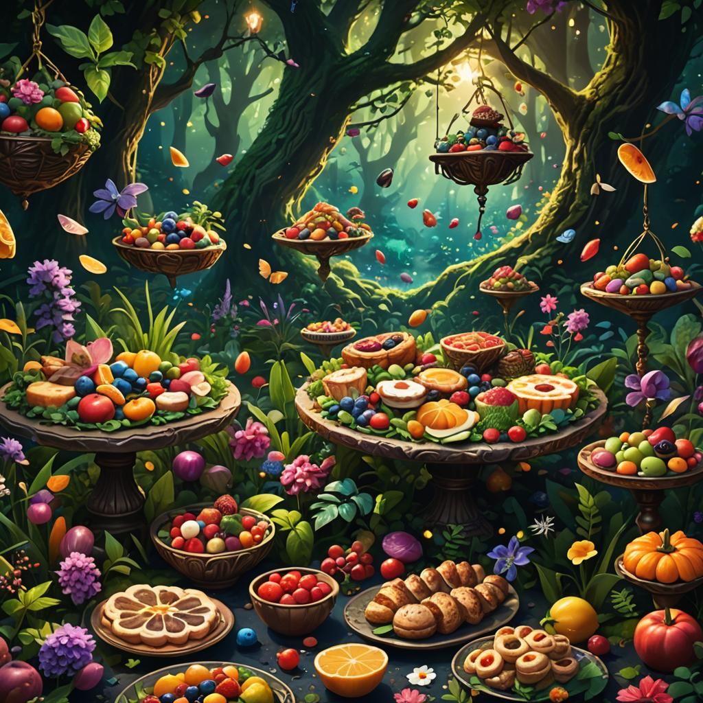 Fantasy Foods in Mystical Forest Concept Art