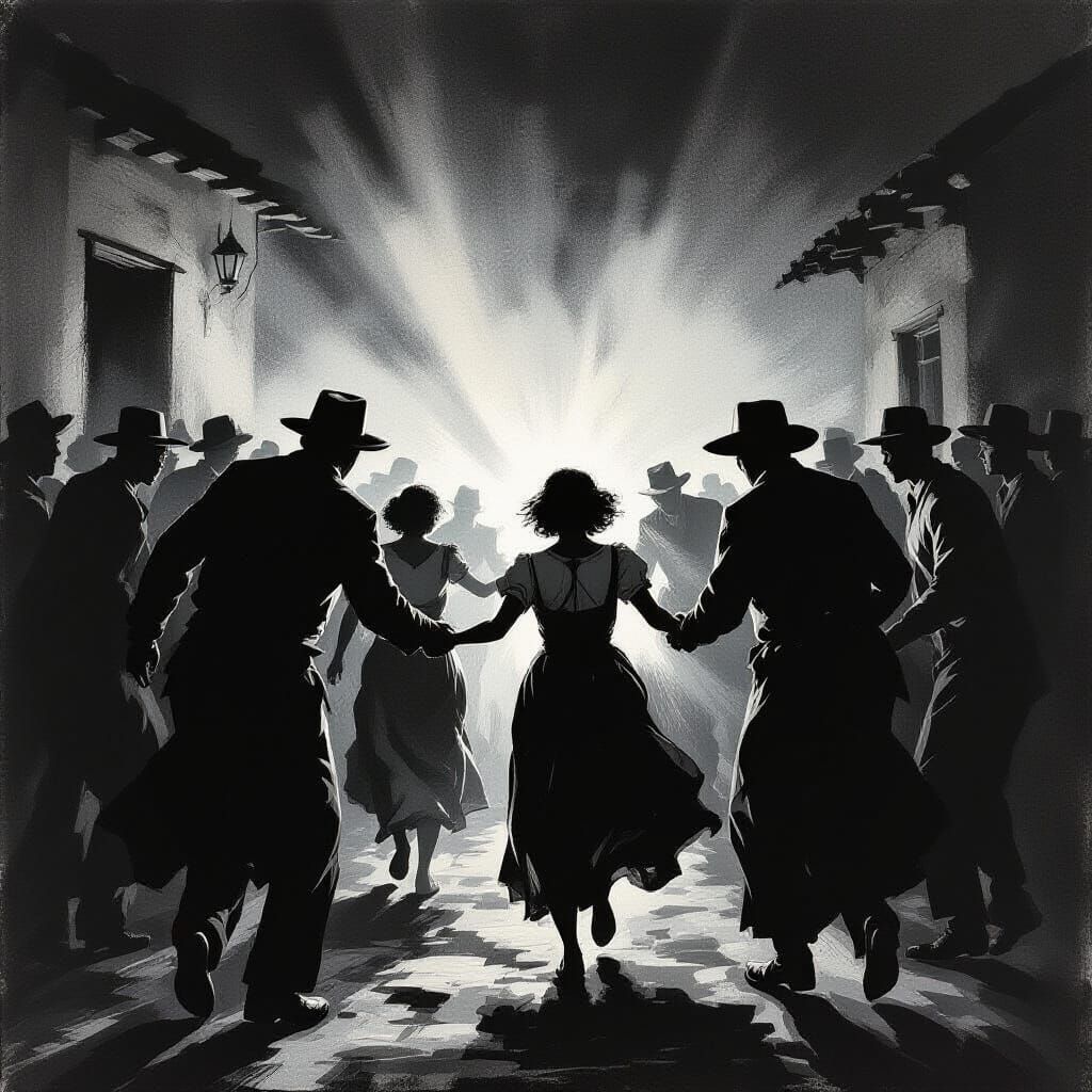 Latina Heritage Forced Gathering in Expressionistic Style