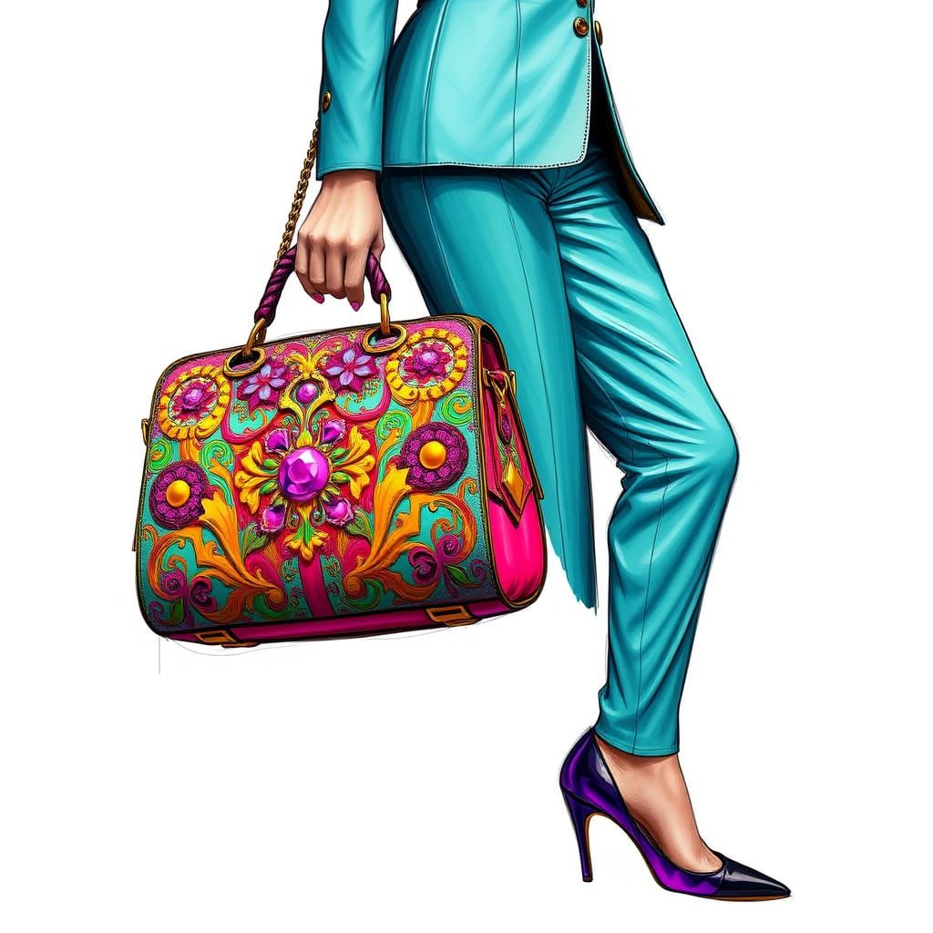 Hyper-Realistic Fantasy Fashion in Vibrant Scribble Art