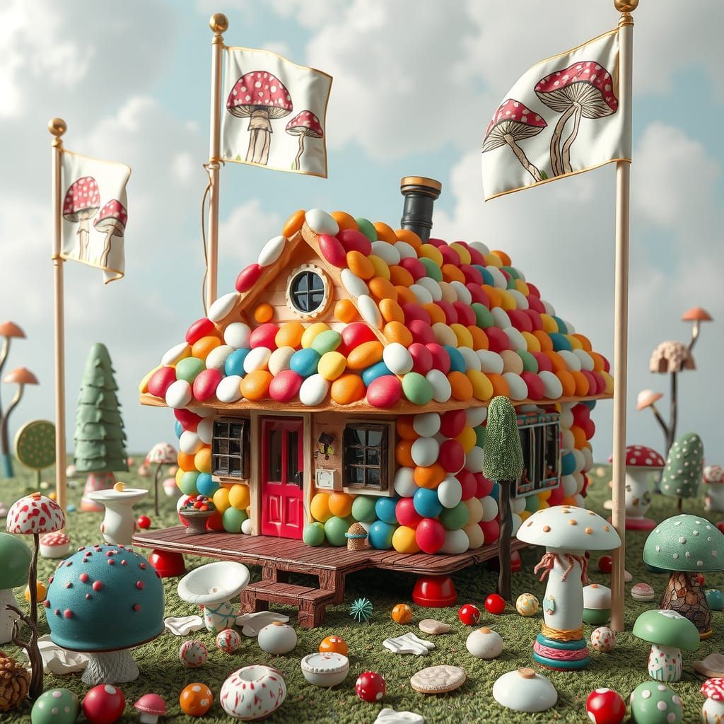 Surreal Cyberpunk Dystopia of Whimsical Gum Architecture