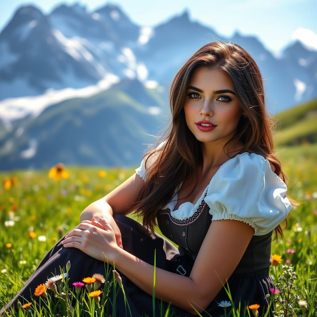 Ethereal Alpine Beauty in Traditional Dirndl