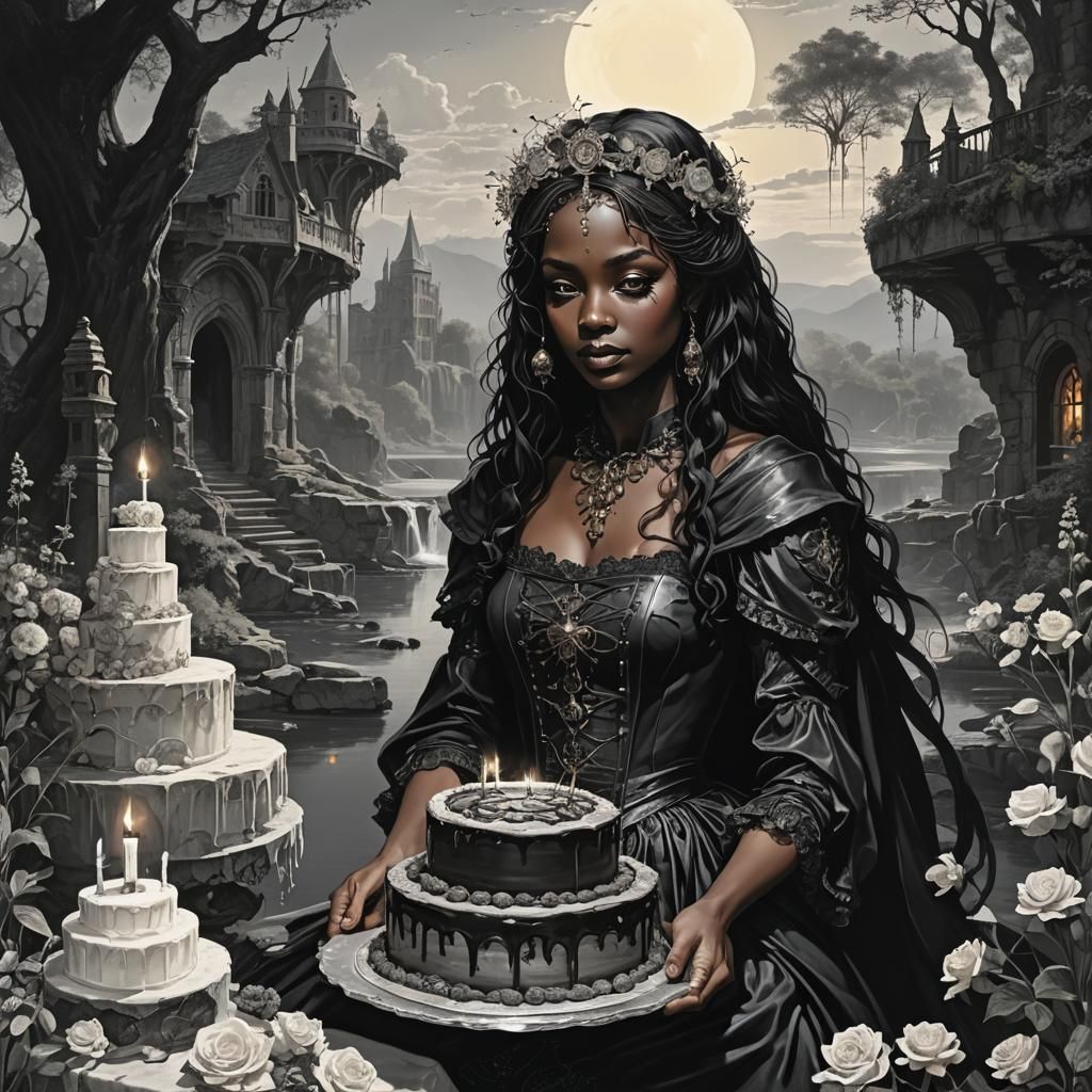 Utopian Black Maiden: Detailed Matte Painting