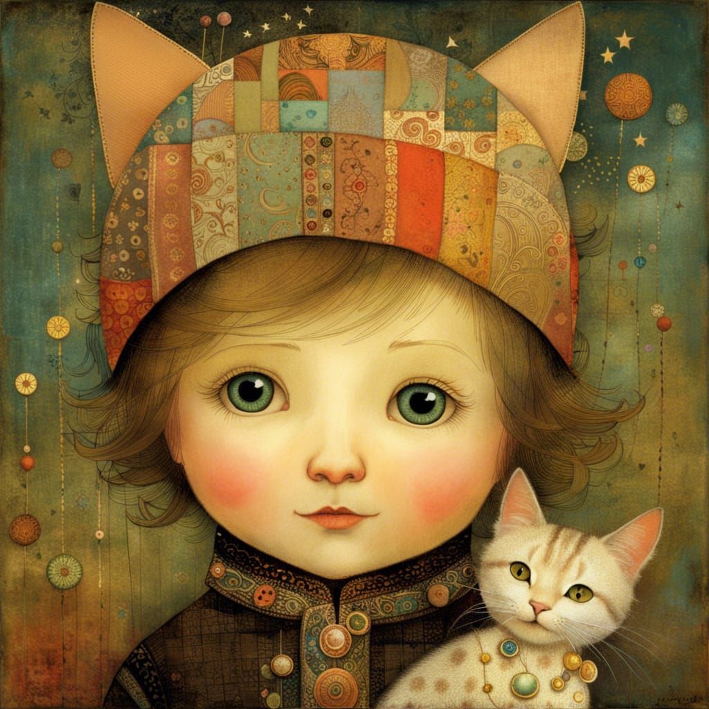 Toddler's Joy: A Patchwork Gift of a Cat