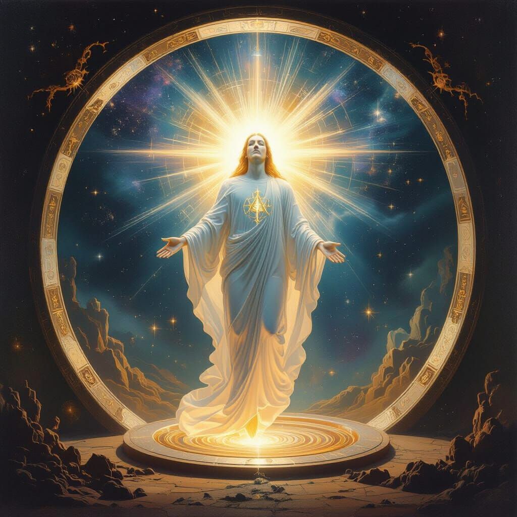 Cosmic Awakening: Ethereal Soul Ascends in Surrealist Master...