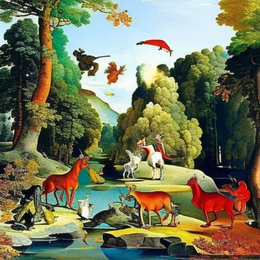 Mouse Scares Dinosaurs in Magical Forest