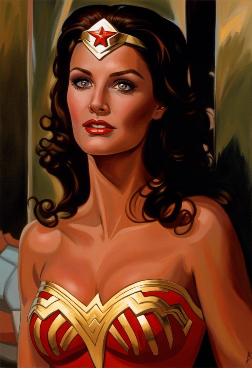 Wonder Woman as Stepford Wife in Splash Art Style