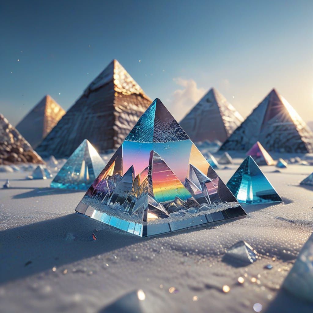 Icy Egyptian Pyramids: Macro Photorealistic Landscape