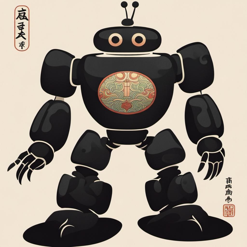 Vintage Japanese Robot in Art Nouveau Style