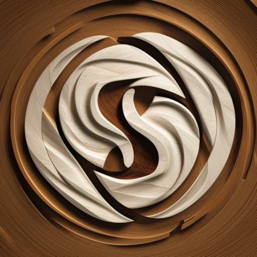 Yin and Yang Symbol Carved in Wood and Marble