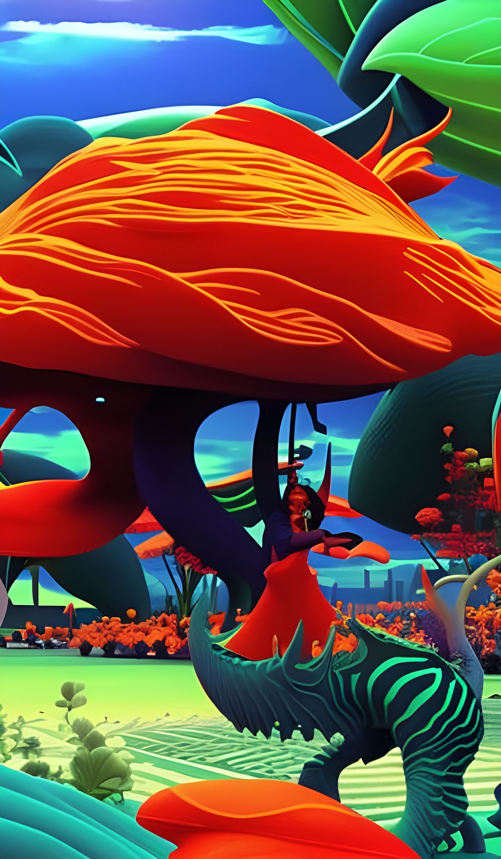 Futuristic Cityscape with Bizarre Creatures in Hyper-Real St...