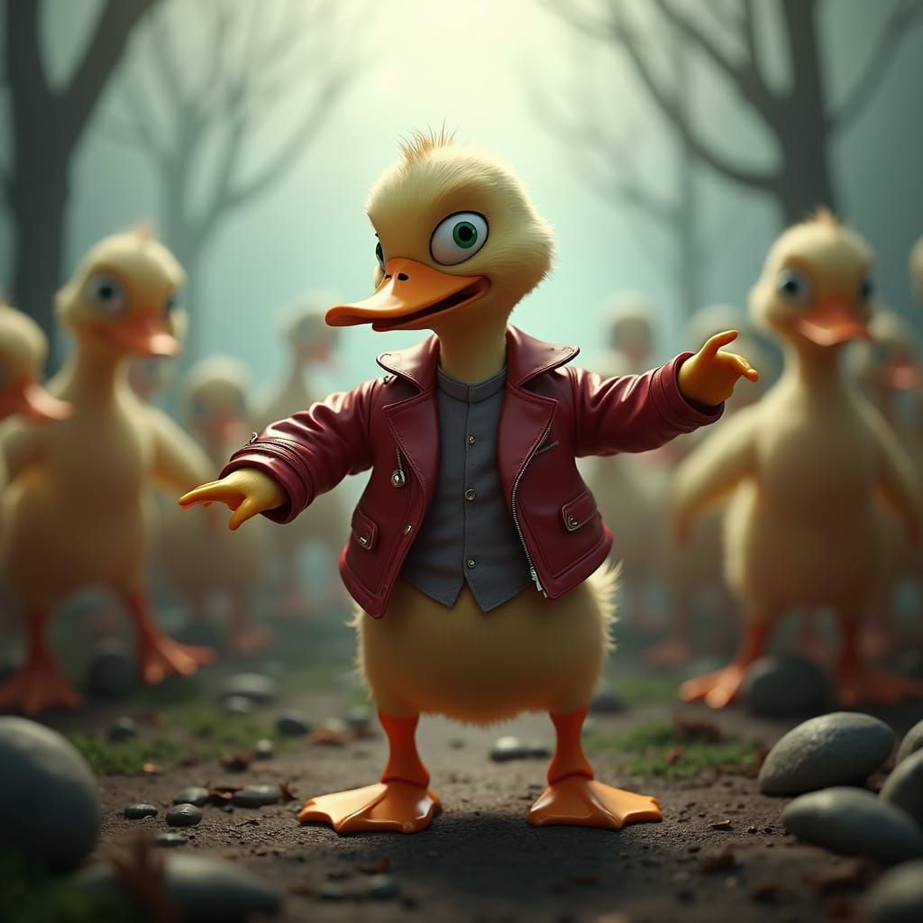 Zombie Duckling Thriller Dance in Pixar Style