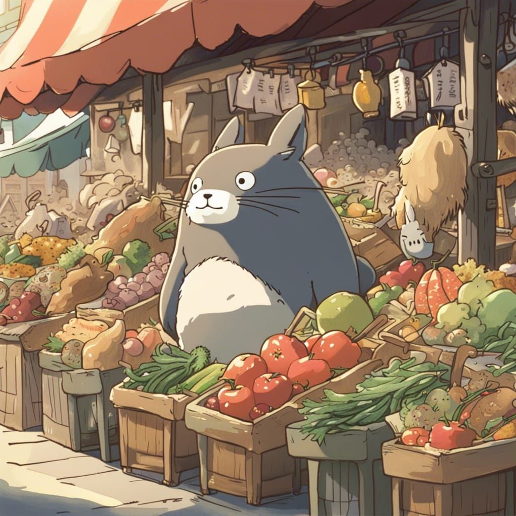 Animals Running a Street Market: Ghibli-Inspired Anime