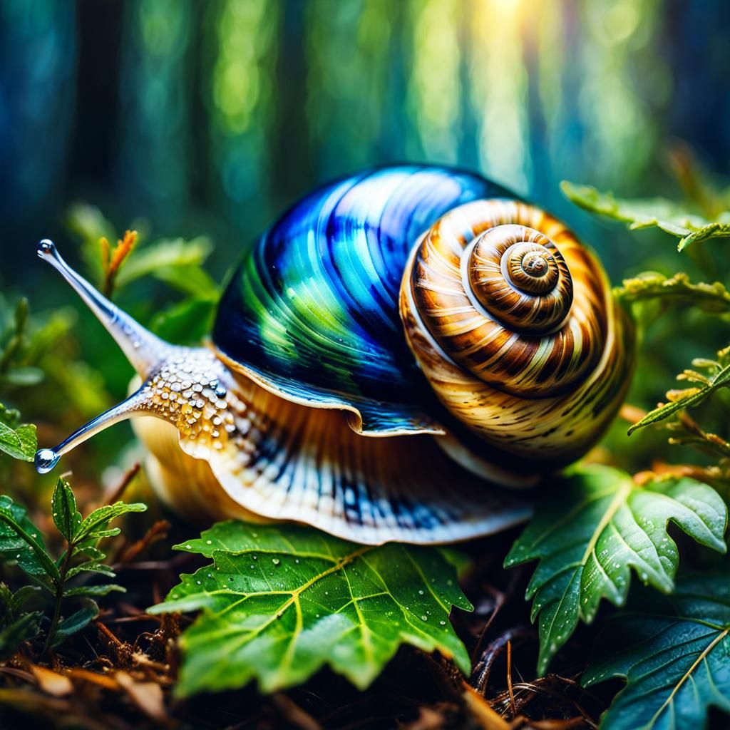 Enchanted Forest Inside Snail Shell: Macro Shot