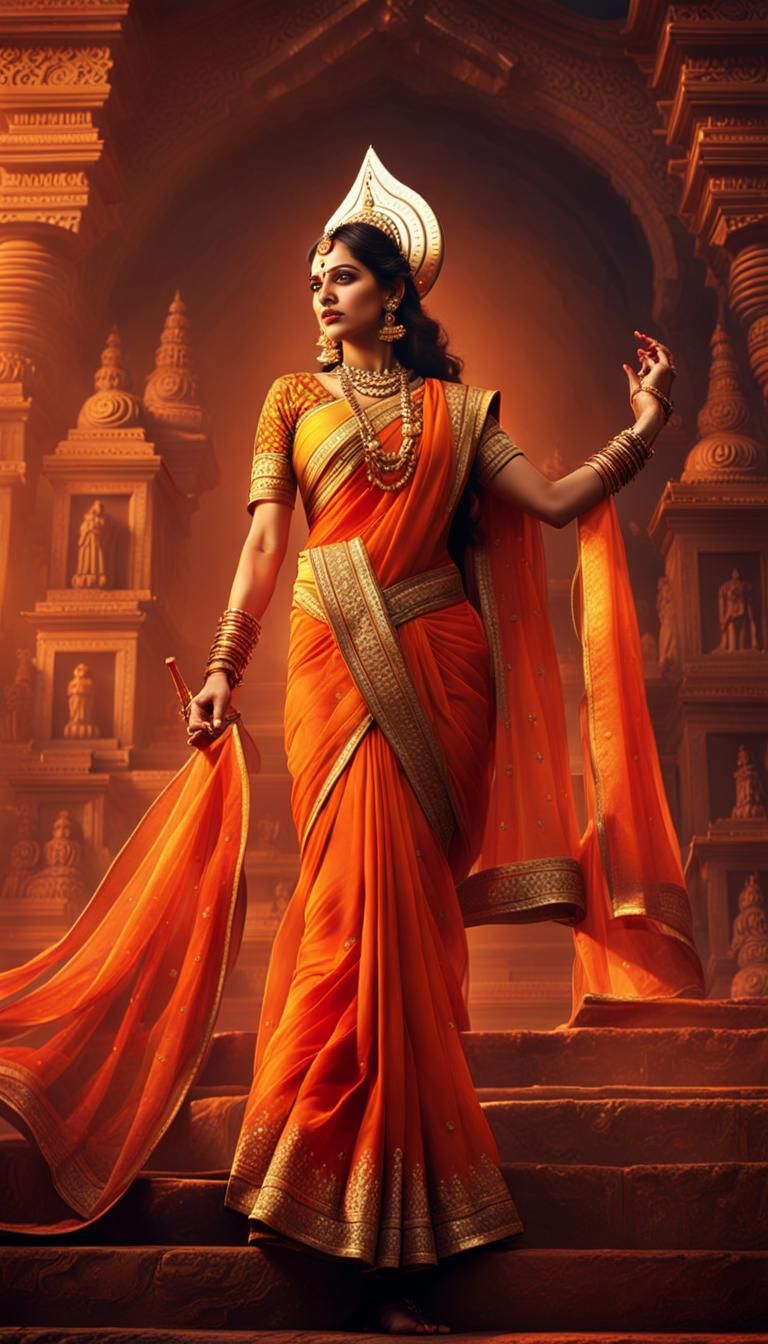 Ravan Kidnaps Sita: Ramayana Scene in Matte Painting