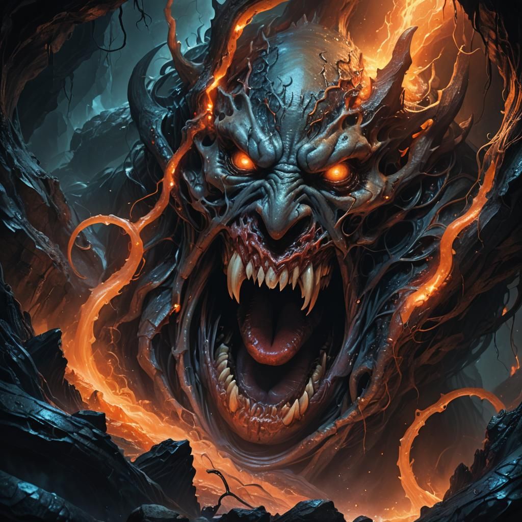 Dark Fantasy: Person Swallowed by Demonic Tongue