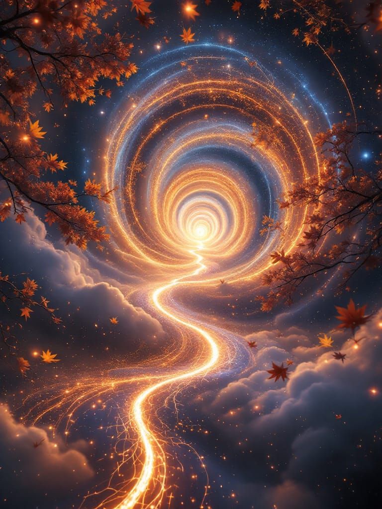 Epic Autumn Nerves Disappearing into Event Horizon