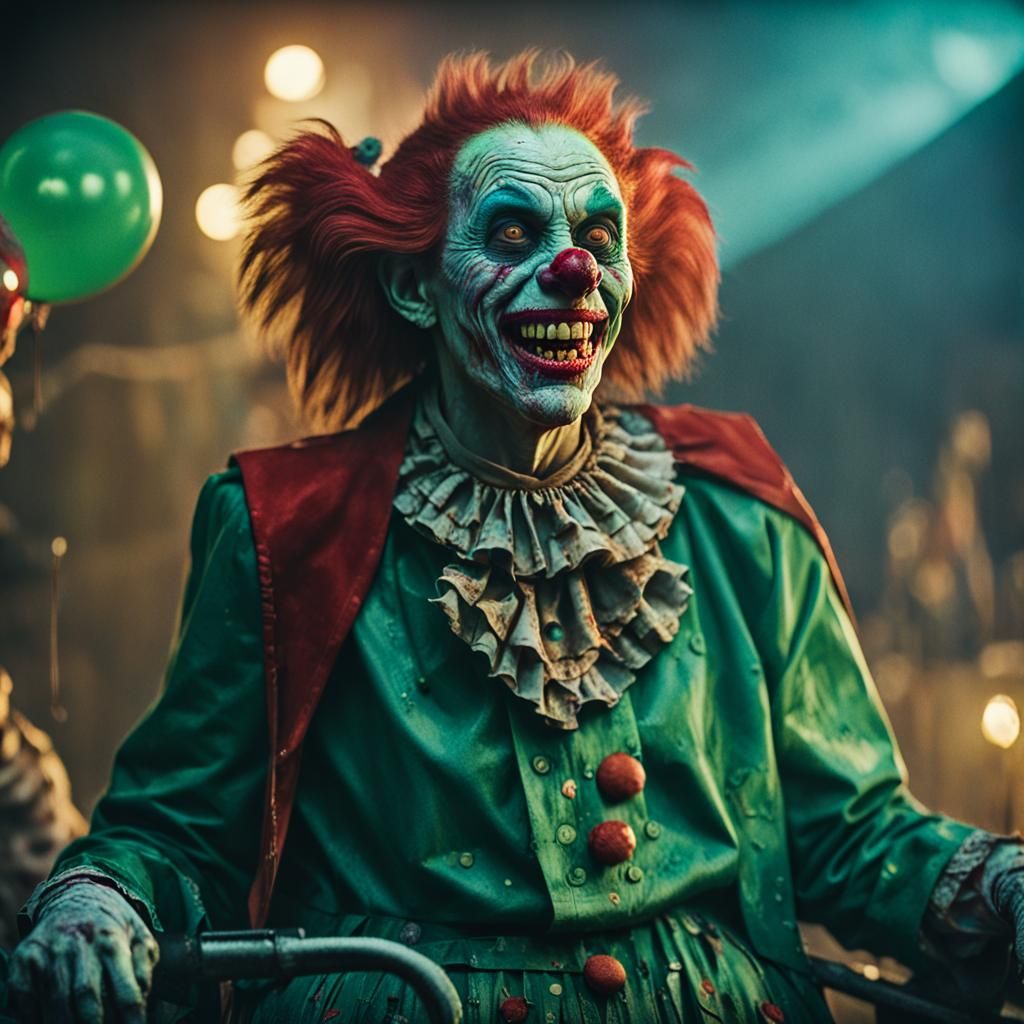Cinematic Zombie Monkey Clown Grinning Maniacally