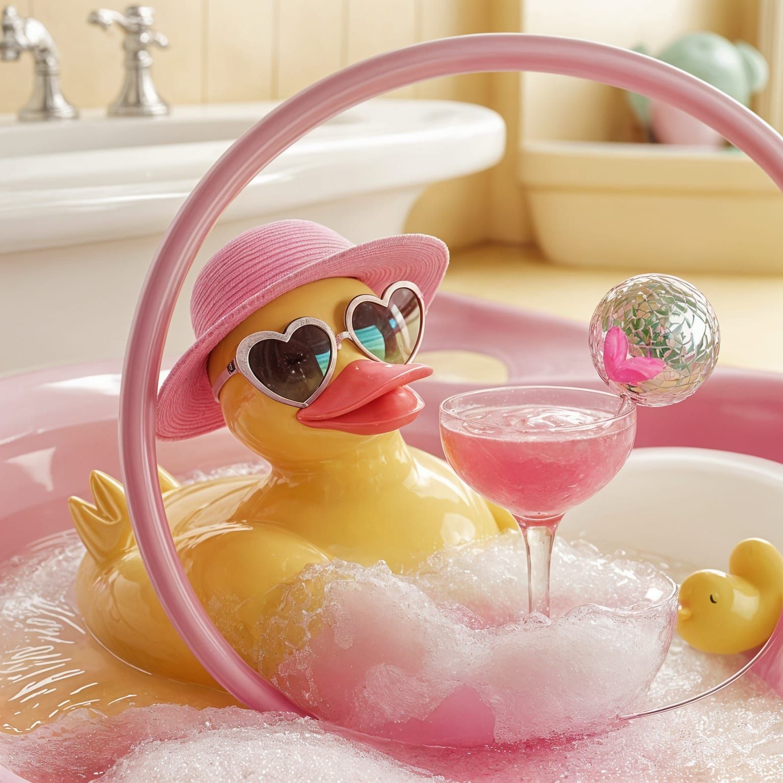 Whimsical Duck Soaks in Pastel Paradise