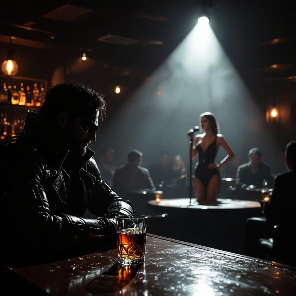 Snake Eater in Spotlight at Night Bar